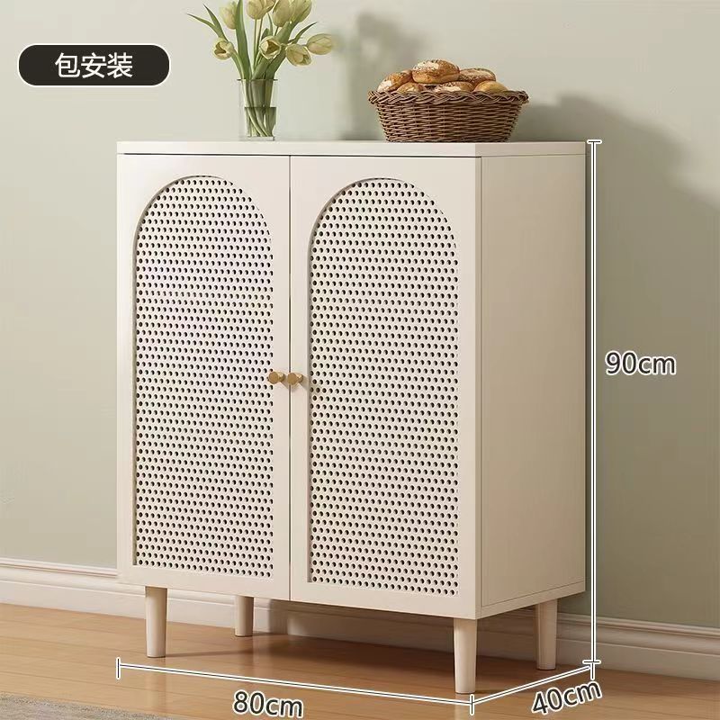 2024Popular Sideboard Cabinet Home Living Room and Kitchen All-in-One Cabinet Wall Storage Modern Minimalist Rattan Glass Storage