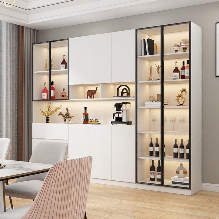 Bailixin Side Cabinet Wine Cabinet Combined Bookcase with Storage Glass Door Storage Household Heightened Living Room Study Cabinet