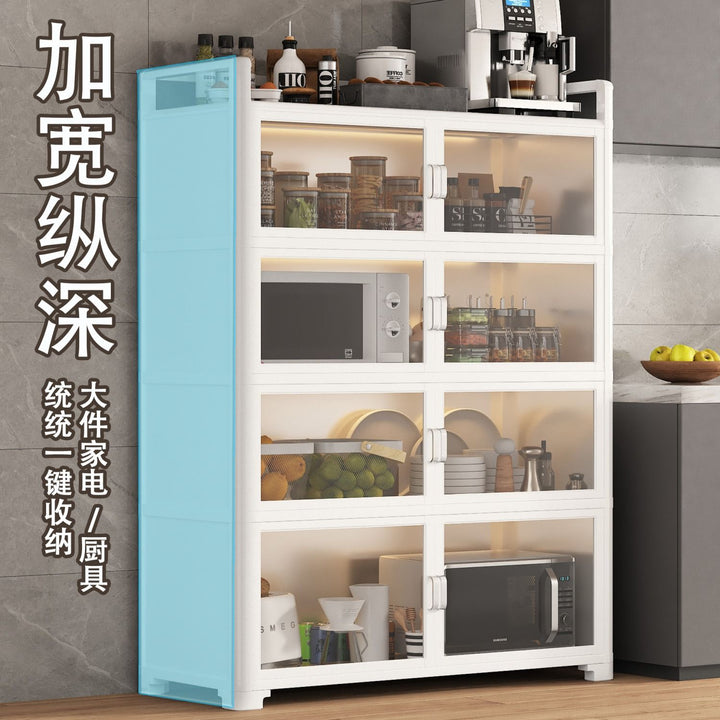 Aluminum Alloy Kitchen Shelf Floor Storage Multi-Layer Microwave Oven Pot Cupboard Multi-Function Dining Side Storage Cabinet