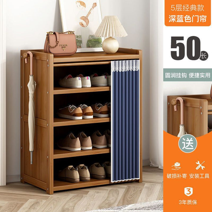 Multi-Layer Shoe Rack Household Bamboo Shoe Cabinet Dustproof Bedroom Simple Large Capacity Bamboo Storage Rack Storage Locker