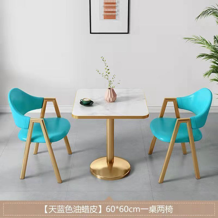 Light Luxury Dining Tables and Chairs Set Small Apartment Milk Tea Shop Coffee Shop Apartment Hotel Balcony Leisure Reception Small Square Table