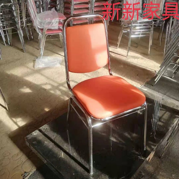 Simple Dining Chair Hotel Nail Scrubbing Chair Leather Soft Surface High Back Stool Modern Dining-Table Chair Office Chair Iron Chair