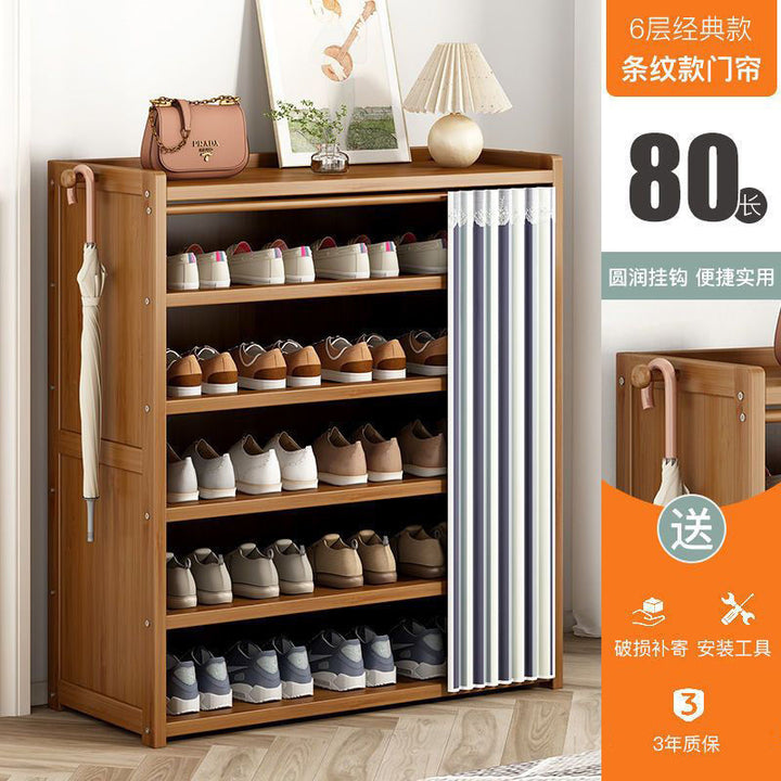 Multi-Layer Shoe Rack Household Bamboo Shoe Cabinet Dustproof Bedroom Simple Large Capacity Bamboo Storage Rack Storage Locker