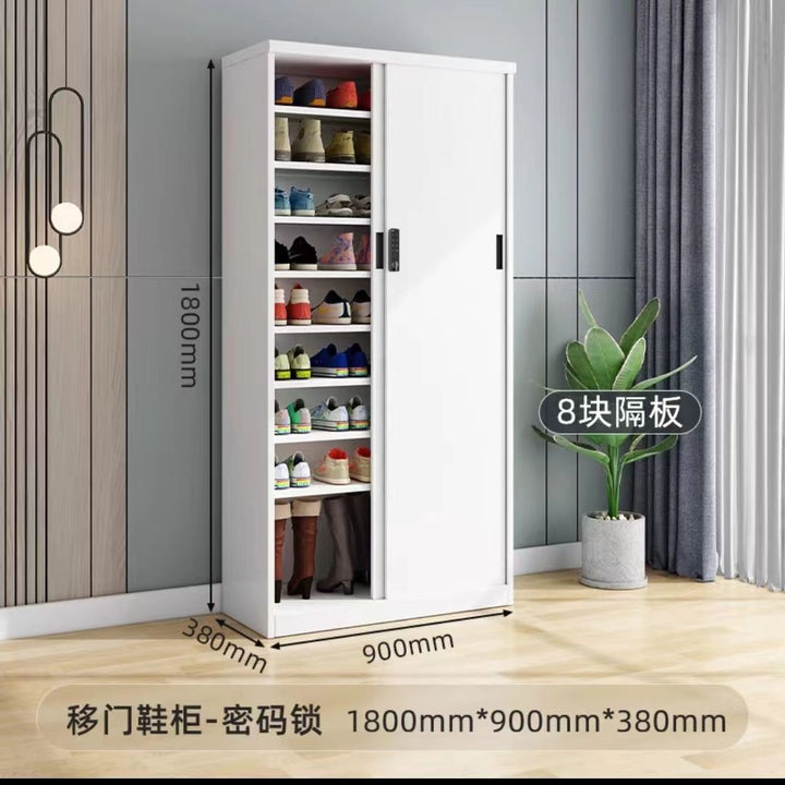 Sliding Door Balcony Shoe Cabinet Sun Protection Household Large Capacity Multi-Layer Sliding Door Outdoor with Password Lock Locker