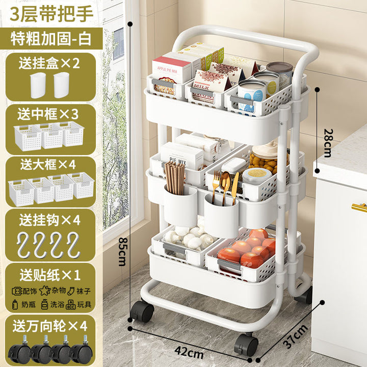 Trolley Rack Floor Bathroom Kitchen Mobile Snack Toy Cosmetic Room Multi-Layer Bedroom Book Storage Shelf