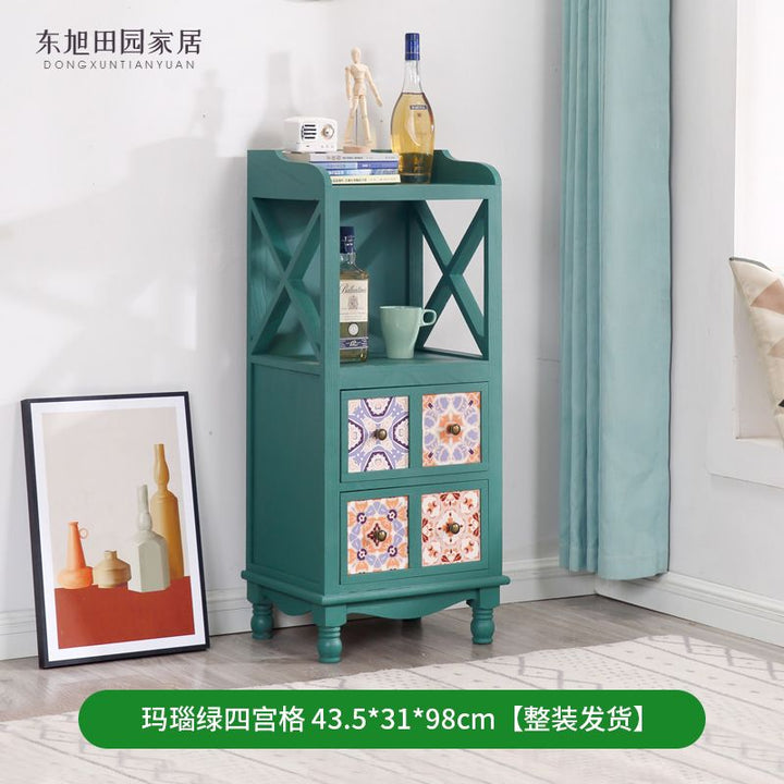 American Solid Wood Sideboard Modern Minimalist Kitchen Side Cabinet Retro Domestic Living Room Storage Cabinet Tea Cabinet