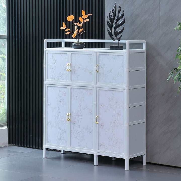 Aluminum Alloy Shoe Cabinet Home Doorway Simple Modern Waterproof and Sun Protection Glass Storage Cabinet Outdoor Balcony Shoe Cabinet