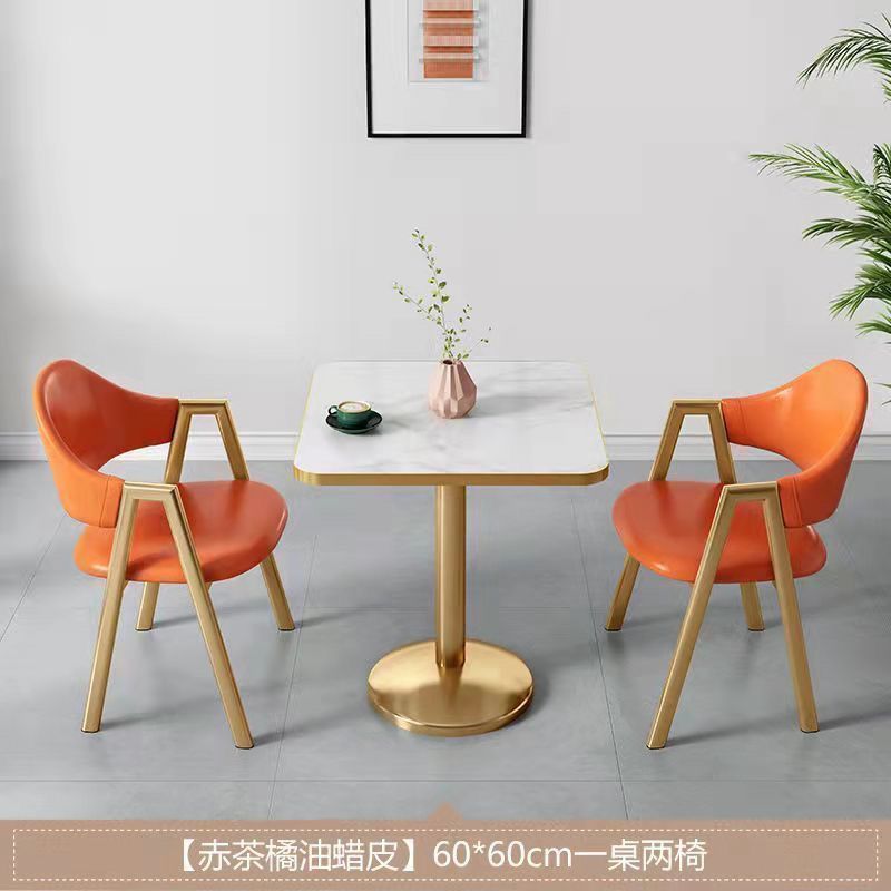 Light Luxury Dining Tables and Chairs Set Small Apartment Milk Tea Shop Coffee Shop Apartment Hotel Balcony Leisure Reception Small Square Table