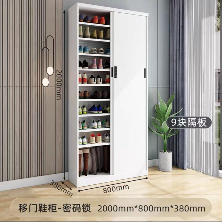 Sliding Door Balcony Shoe Cabinet Sun Protection Household Large Capacity Multi-Layer Sliding Door Outdoor with Password Lock Locker