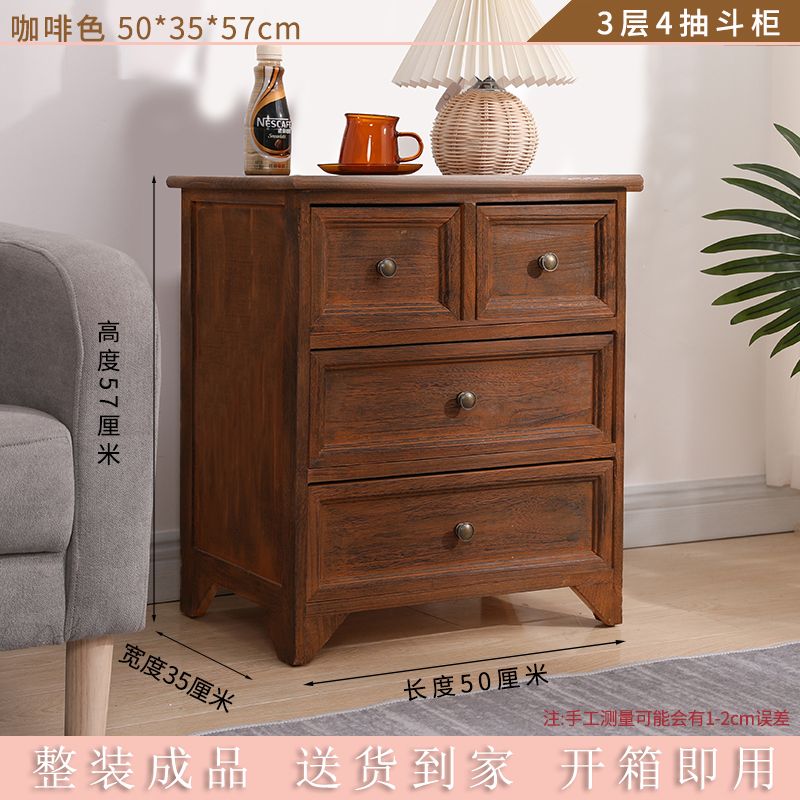 American-Style Solid Wood Chest of Drawers Light Luxury Living Room Storage Cabinet Home Bedroom Height Chest of Drawers Modern White Wall