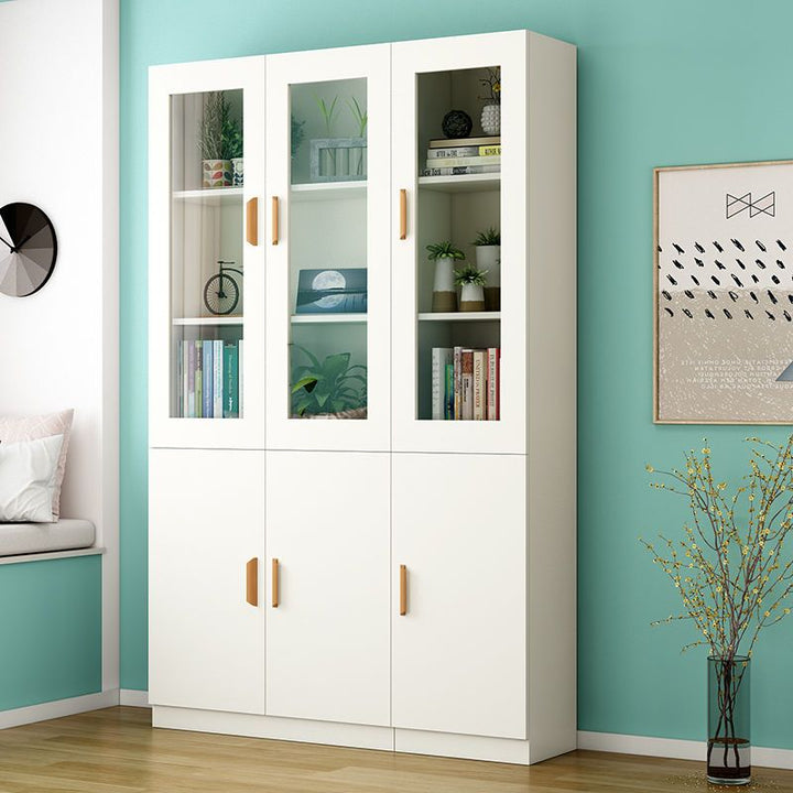 Bookcase Bookshelf Combination Simple Modern Living Room with Door Cabinet Glass Door Bookcase Economical Multifunctional Locker