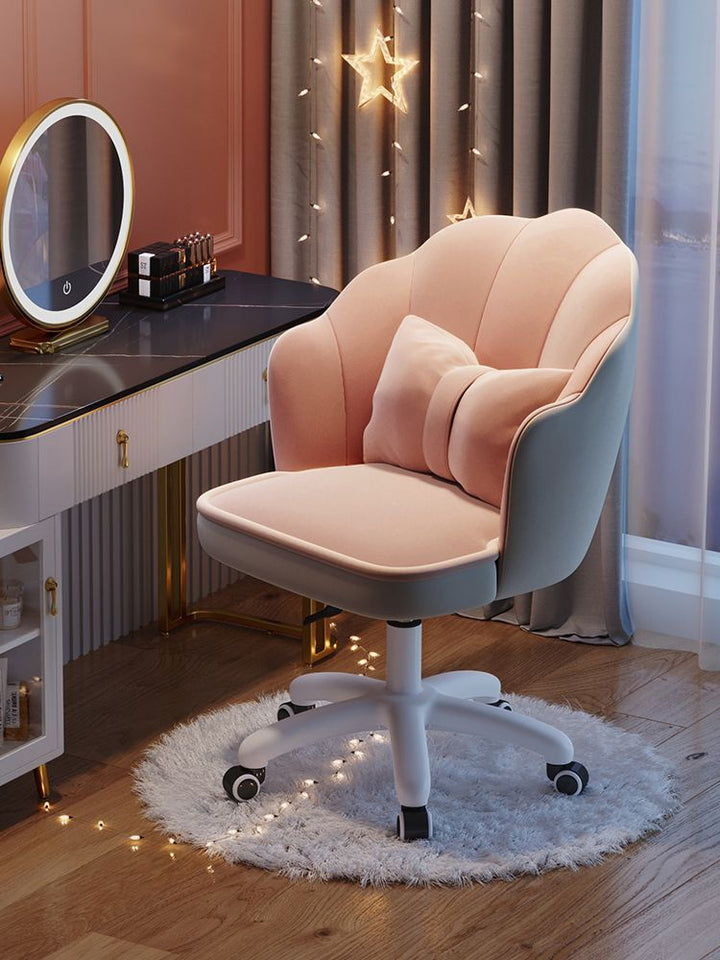 Computer Chair Home Chair Comfortable Long-Sitting Backrest Desk Chair Girls' Bedroom Cosmetic Chair Swivel Chair Learning Office Chair