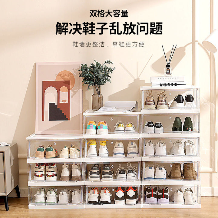 Folding Shoe Cabinet Display Shoe Box Shoe Rack Transparent and Dustproof Storage Installation-Free Integrated Multi-Layer Door Dormitory Bedroom