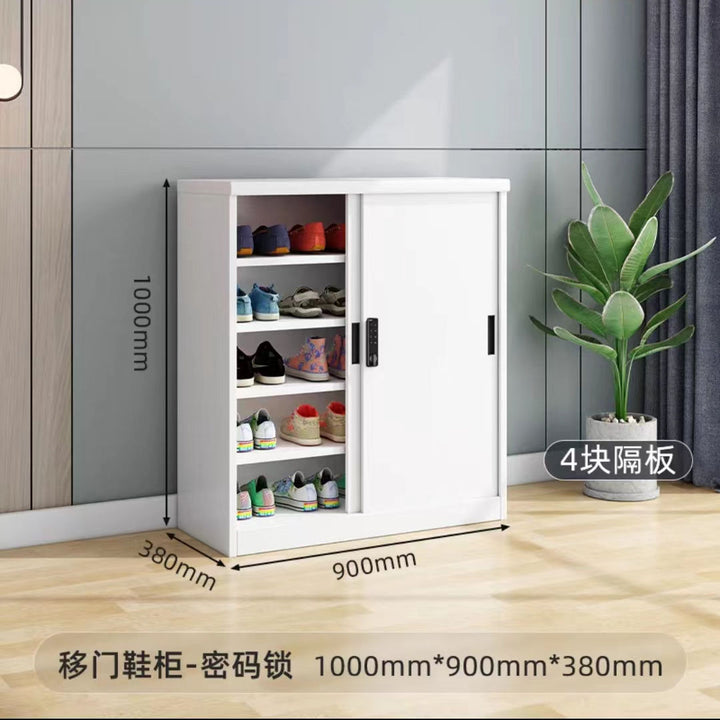 Sliding Door Balcony Shoe Cabinet Sun Protection Household Large Capacity Multi-Layer Sliding Door Outdoor with Password Lock Locker