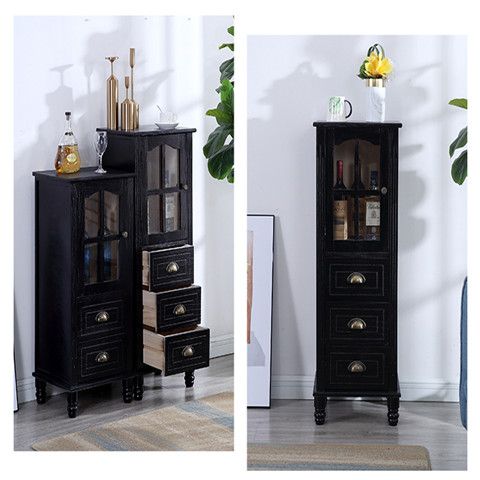 American Solid Wood Small Wine Cabinet Living Room Home Wine Cabinet Curio Cabinet Storage Wall Locker Dining Room Storage Cabinet