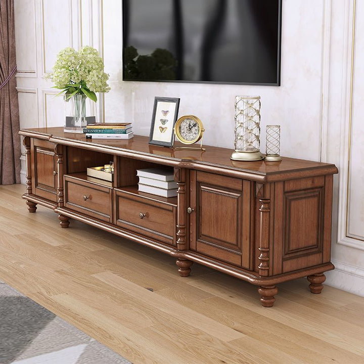 American-Style Solid Wood TV Cabinet and Tea Table Combination Living Room Furniture Suit Wine Cabinet Floor Cabinet Simple European Overall Cabinet