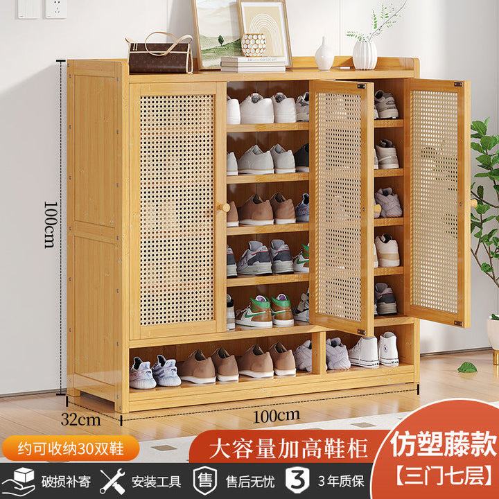 Door Shoe Cabinet Bamboo Dust-Proof Outdoor Shoe Rack Entry Door Shoe Storage BalconyinsWind Niche Furniture Home