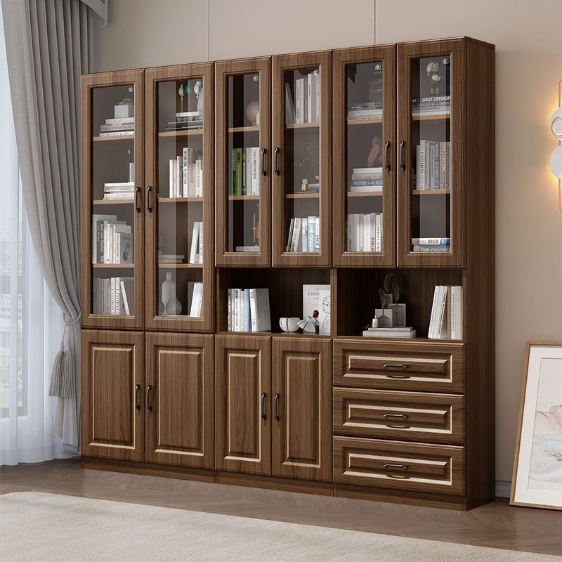 Baili Xinshi Wooden Bookcase Bookshelf Combination Modern Minimalist with Glass Bookcase Living Room Study Locker Floor Cabinet