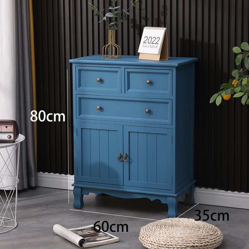 American-Style Solid Wood Vintage Cabinet Storage Cabinet with Door Living Room Chest of Drawers Bedroom Wall Cabinet Cabinet