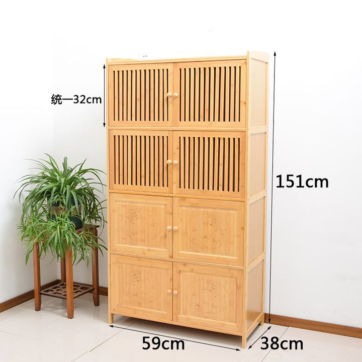 Bamboo Kitchen Shelf Cabinet Sideboard Cabinet Multi-Functional Household Cabinet Locker Storage Cupboard Breathable Cupboard