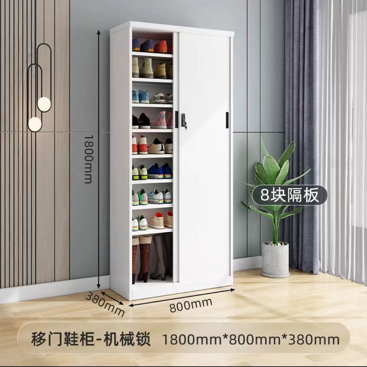 Sliding Door Balcony Shoe Cabinet Sun Protection Household Large Capacity Multi-Layer Sliding Door Outdoor with Password Lock Locker