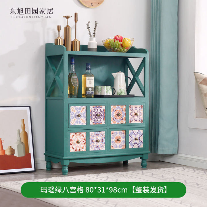 American Solid Wood Sideboard Modern Minimalist Kitchen Side Cabinet Retro Domestic Living Room Storage Cabinet Tea Cabinet