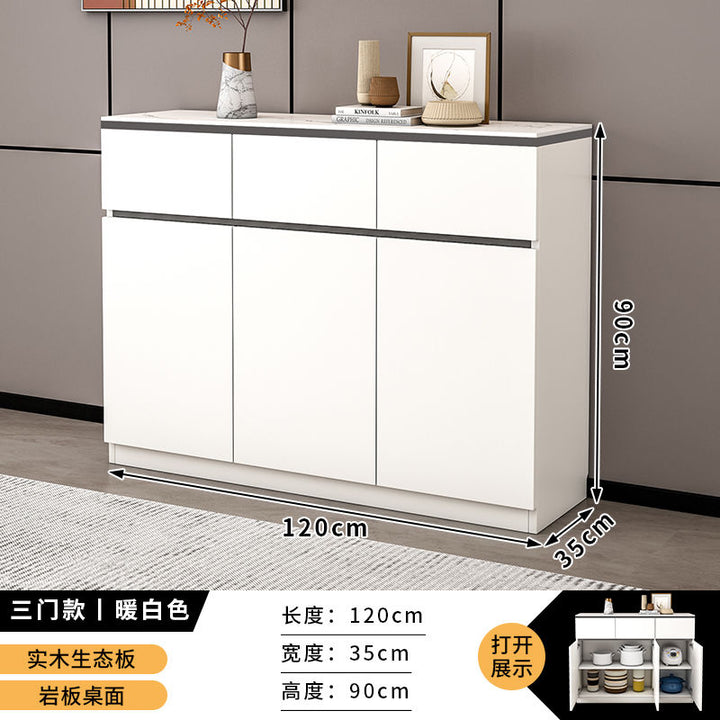 Baili Xinmu Sideboard Cabinet Modern Simple and Light Luxury Stone Plate Kitchen Cabinet Living Room Wall Cabinet Storage Cabinet