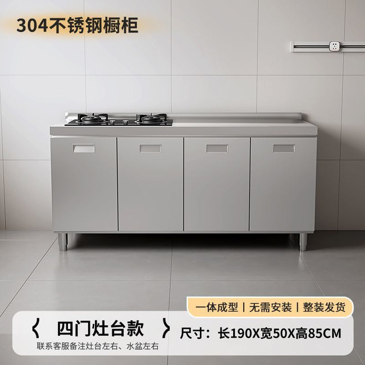 304Integrated Stainless Steel Kitchen Cabinet Simple Stove Integrated Rural Storage Organizer Cupboard Household Small Apartment