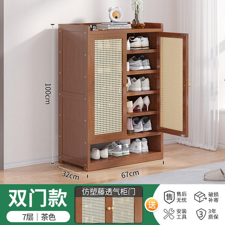 Door Shoe Cabinet Bamboo Dust-Proof Outdoor Shoe Rack Entry Door Shoe Storage BalconyinsWind Niche Furniture Home