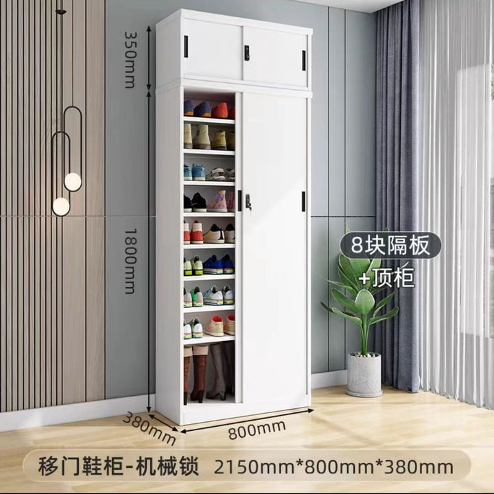 Sliding Door Balcony Shoe Cabinet Sun Protection Household Large Capacity Multi-Layer Sliding Door Outdoor with Password Lock Locker