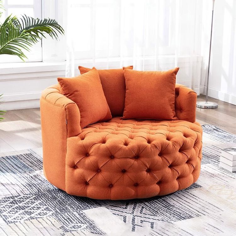 American Light Luxury Pull Buckle Single-Seat Sofa Chair Linen Flannel Small Apartment Rotatable round Lazy Sofa Living Room