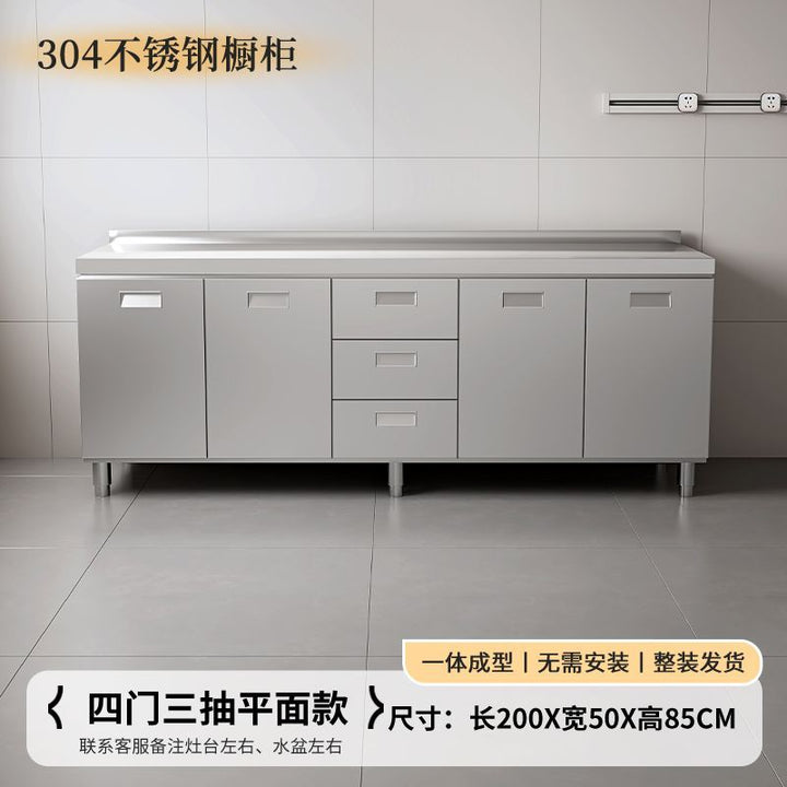 304Integrated Stainless Steel Kitchen Cabinet Simple Stove Integrated Rural Storage Organizer Cupboard Household Small Apartment