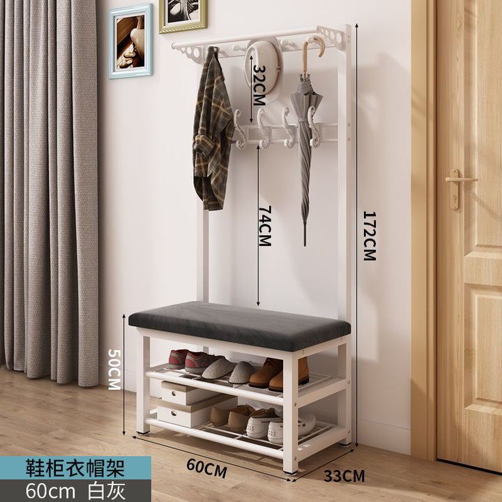 Shoe Changing Stool Doorway Storage Shelf Coat Rack Floor Bedroom and Household Multifunctional Hanging Clothes Hanger Simple Shoe Cabinet Shoe Rack