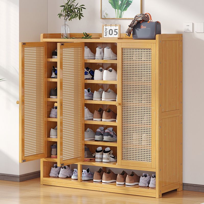 Door Shoe Cabinet Bamboo Dust-Proof Outdoor Shoe Rack Entry Door Shoe Storage BalconyinsWind Niche Furniture Home