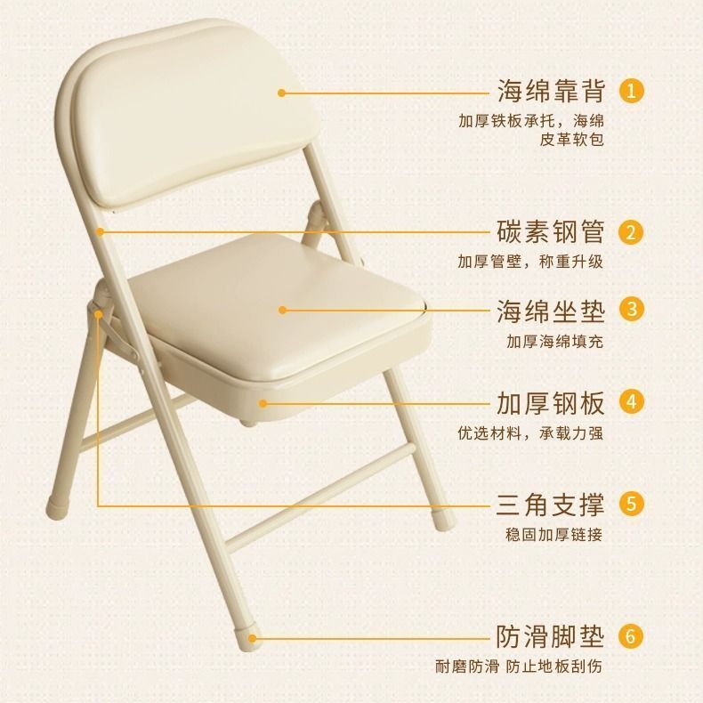 SAMEDREAM Back Chair Computer Chair Dormitory Household Girls' Bedroom Chair Student Folding Office Chair