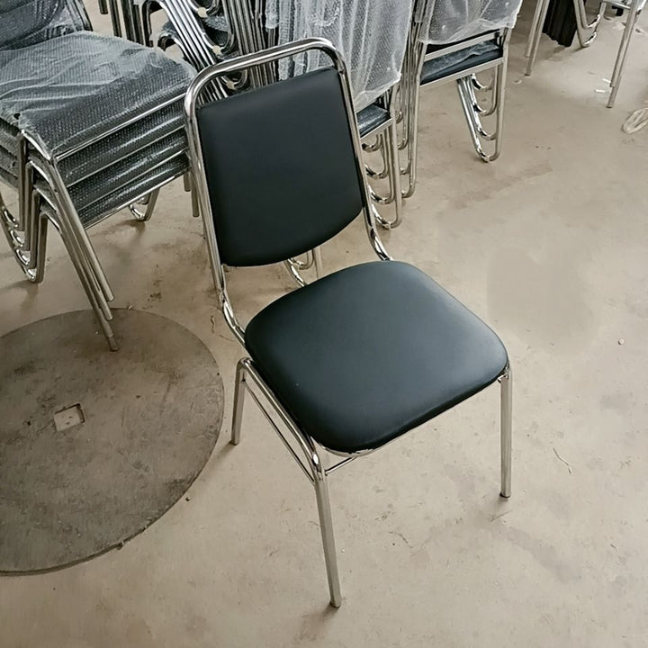 Simple Dining Chair Hotel Nail Scrubbing Chair Leather Soft Surface High Back Stool Modern Dining-Table Chair Office Chair Iron Chair