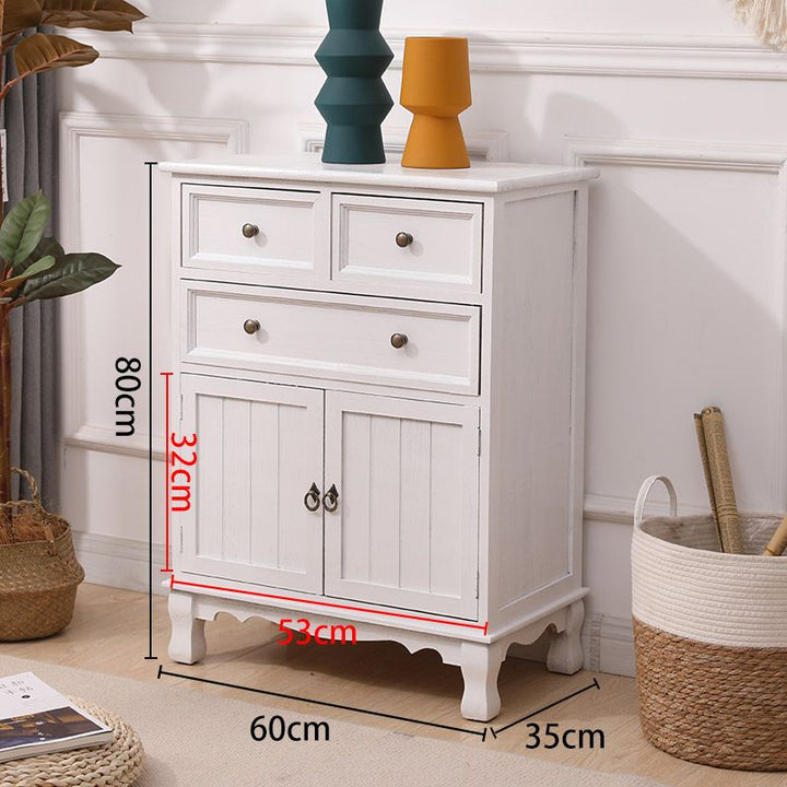 American-Style Solid Wood Vintage Cabinet Storage Cabinet with Door Living Room Chest of Drawers Bedroom Wall Cabinet Cabinet