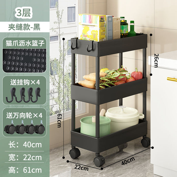 Trolley Rack Floor Bathroom Kitchen Mobile Snack Toy Cosmetic Room Multi-Layer Bedroom Book Storage Shelf