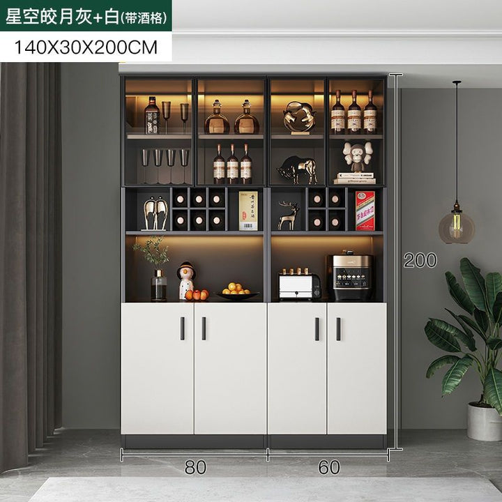 Modern Minimalist Glass Wine Cabinet Household Light Luxury Sideboard Cabinet Wall-Mounted Living Room Dining Room Tea Storage Locker