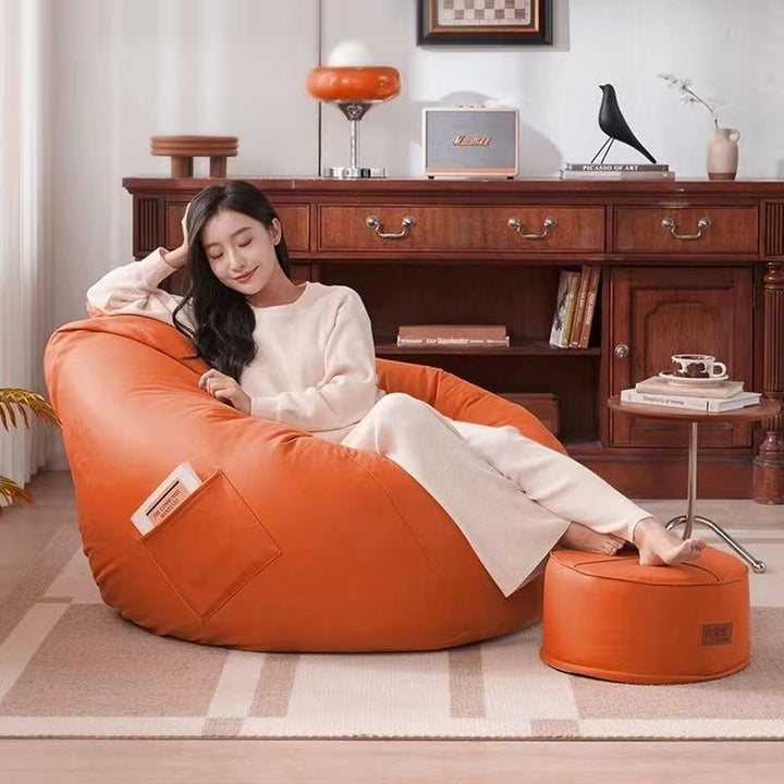 Bean Bag Reclining and Sleeping Single Bedroom Balcony Tatami Leisure Recliner Faux Leather Lazy Bone Chair