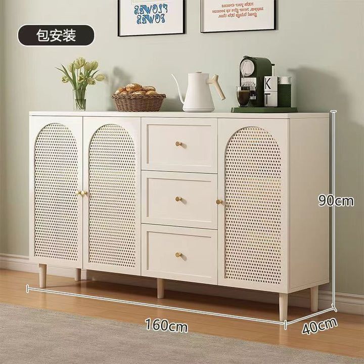 2024Popular Sideboard Cabinet Home Living Room and Kitchen All-in-One Cabinet Wall Storage Modern Minimalist Rattan Glass Storage