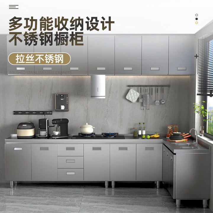 Authentic304Stainless Steel Cabinet Extra Thick Kitchen Cabinet Stainless Steel Workbench with Drawer Household Storage Cupboard