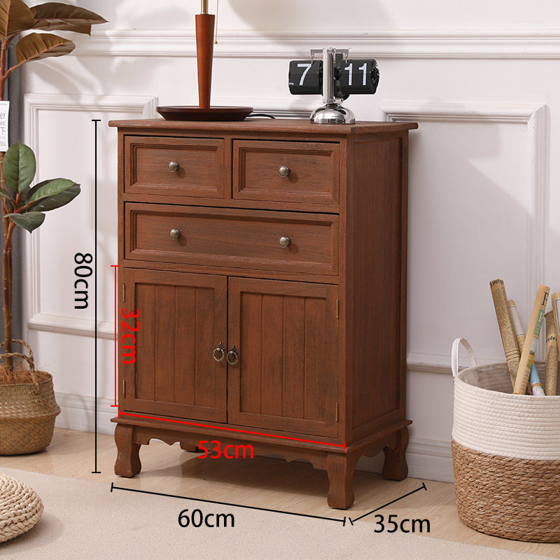 American-Style Solid Wood Vintage Cabinet Storage Cabinet with Door Living Room Chest of Drawers Bedroom Wall Cabinet Cabinet