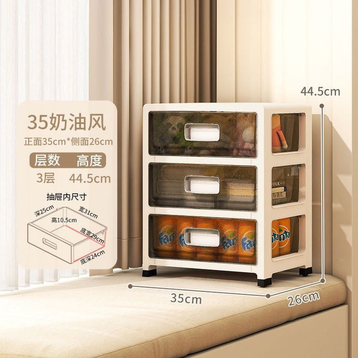 Simple Style Drawer Storage Cabinet Transparent Household Storage Cabinet Multi-Layer Organizing Cabinet Living Room Shoe Cabinet Bedroom Bedside Table