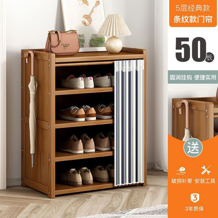 Multi-Layer Shoe Rack Household Bamboo Shoe Cabinet Dustproof Bedroom Simple Large Capacity Bamboo Storage Rack Storage Locker