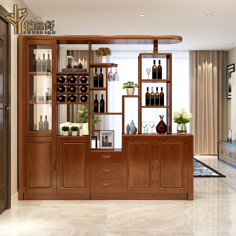 Solid Wood Wine Cabinet Living Room Partition Modern Minimalist Screen Double-Sided Shoe Cabinet Dining Room Wine Cabinet Porch Cabinet Entrance Entrance Cabinet