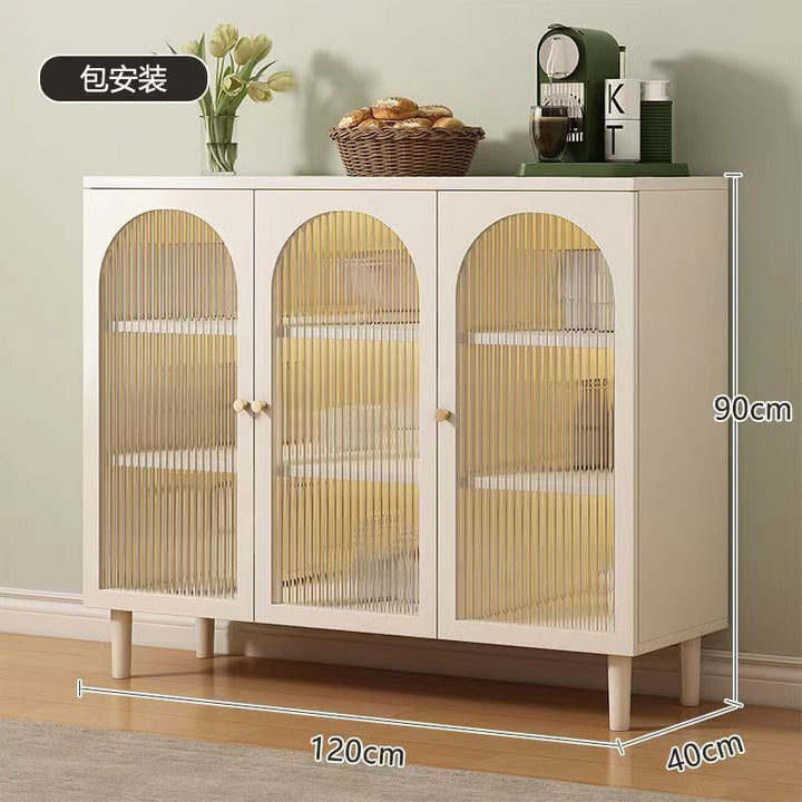 2024Popular Sideboard Cabinet Home Living Room and Kitchen All-in-One Cabinet Wall Storage Modern Minimalist Rattan Glass Storage