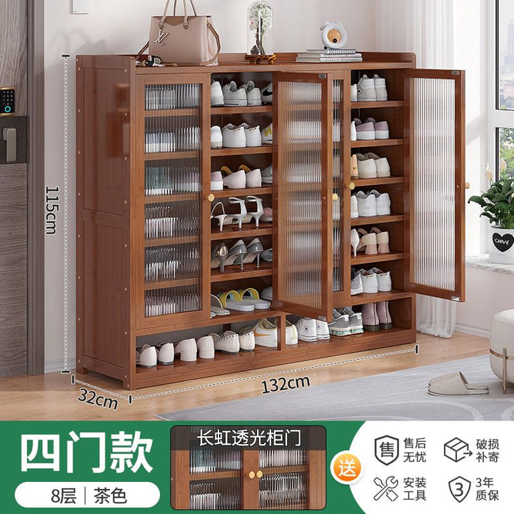 Door Shoe Cabinet Bamboo Dust-Proof Outdoor Shoe Rack Entry Door Shoe Storage BalconyinsWind Niche Furniture Home