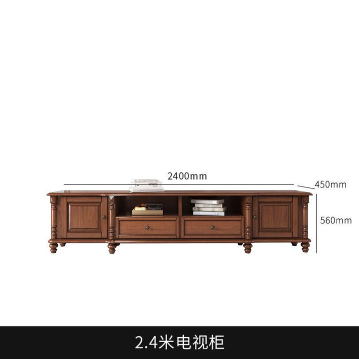 American-Style Solid Wood TV Cabinet and Tea Table Combination Living Room Furniture Suit Wine Cabinet Floor Cabinet Simple European Overall Cabinet