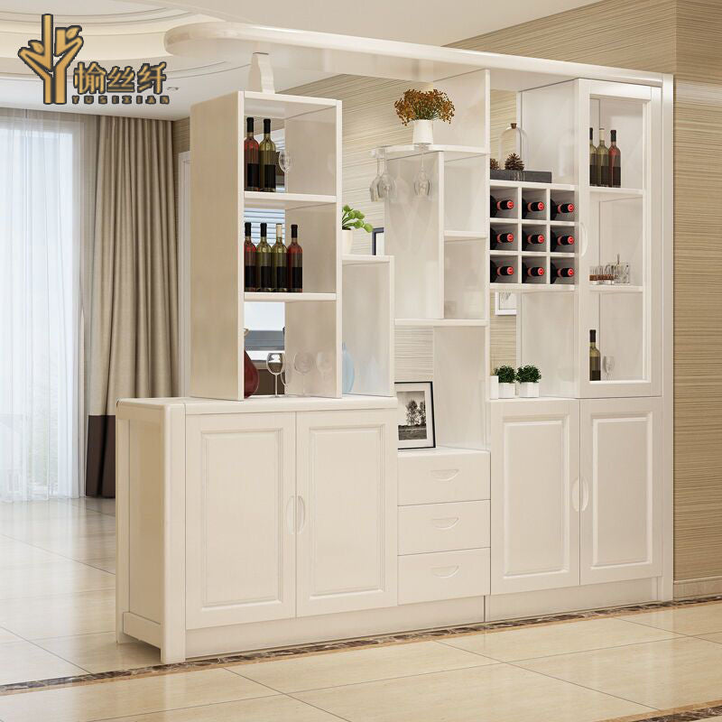 Solid Wood Wine Cabinet Living Room Partition Modern Minimalist Screen Double-Sided Shoe Cabinet Dining Room Wine Cabinet Porch Cabinet Entrance Entrance Cabinet